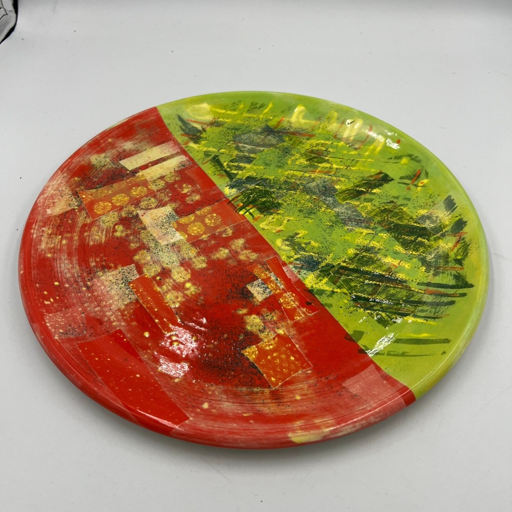 Gearhart Signed Studio Art Pottery Plate Lance Vintage 90s Bold Geometric MCM